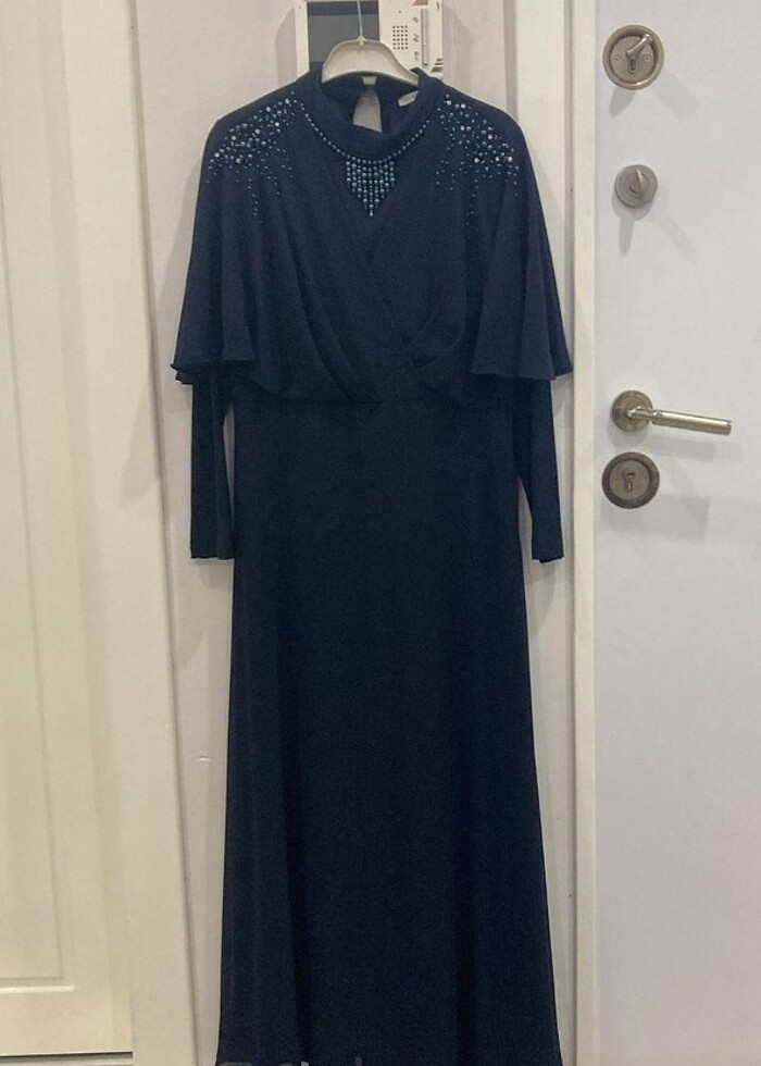 Bayan lacivert abiye elbise - Görsel 2
