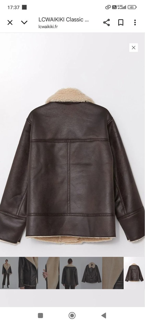 Kürk Detaylı Kahverengi Deri Ceket - Görsel 3