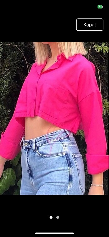 Pembe crop gömlek