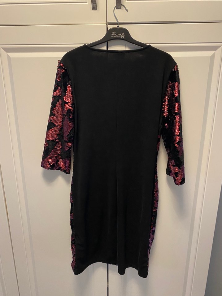 Bordo Payetli Uzun Kollu elbise - Görsel 3