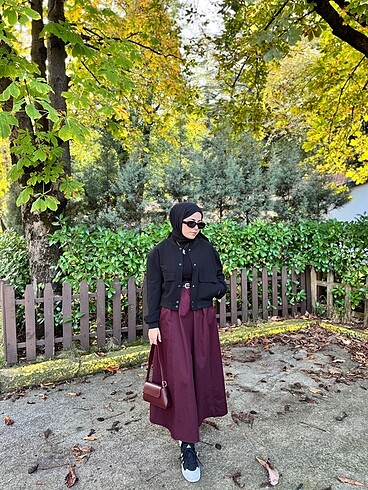 m Beden Gabardin Bordo etek