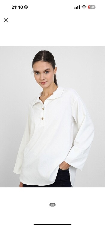 Beyaz polo yaka tunik
