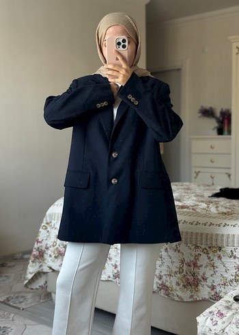 Diğer Lacivert Kadın Yün Blazer Ceket