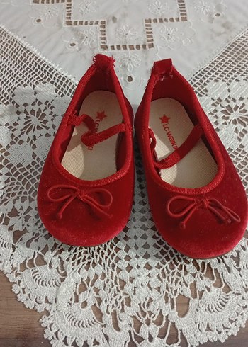 Kız Çocuk Kırmızı Kadife Babet Ayakkabı - Görsel 2
