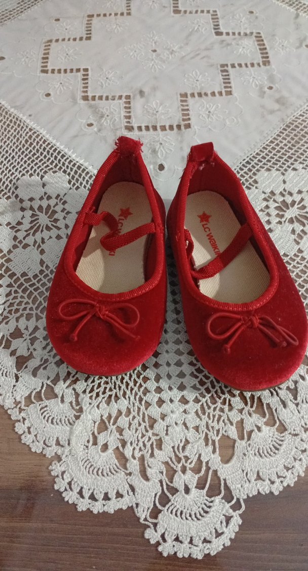 Kız Çocuk Kırmızı Kadife Babet Ayakkabı - Görsel 2
