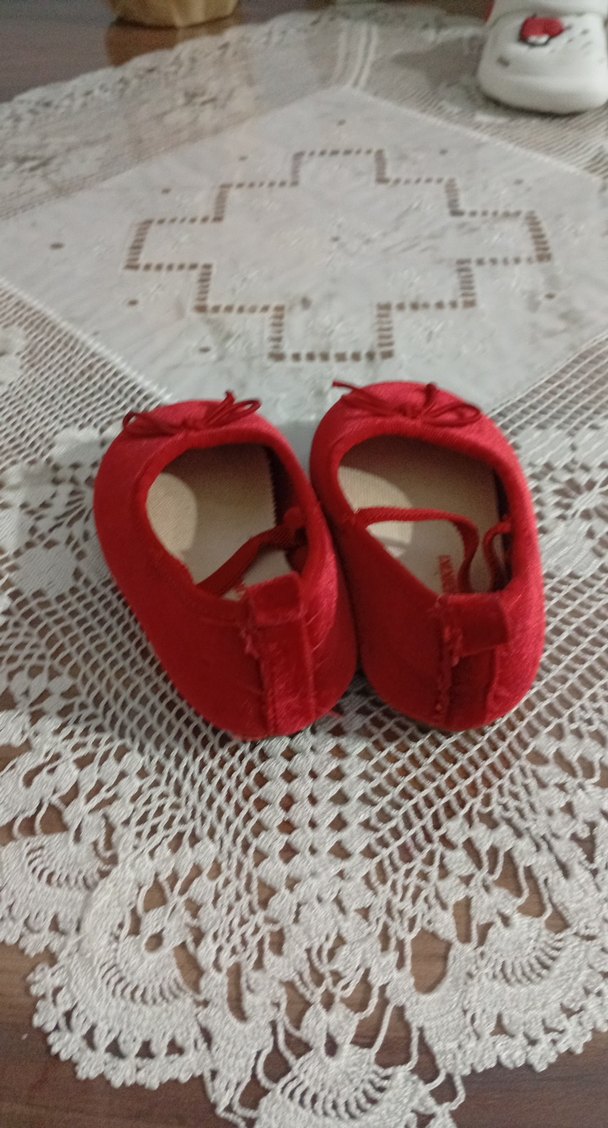 Kız Çocuk Kırmızı Kadife Babet Ayakkabı - Görsel 4