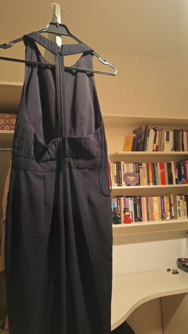 Siyah Drapeli Uzun Kadın Tulum - Görsel 3