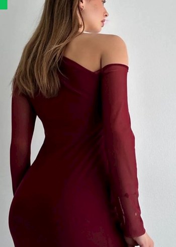 Trendyol & Milla Bordo Drapeli Uzun Straplez Elbise