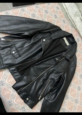 Siyah Kadın Deri Biker Ceket
