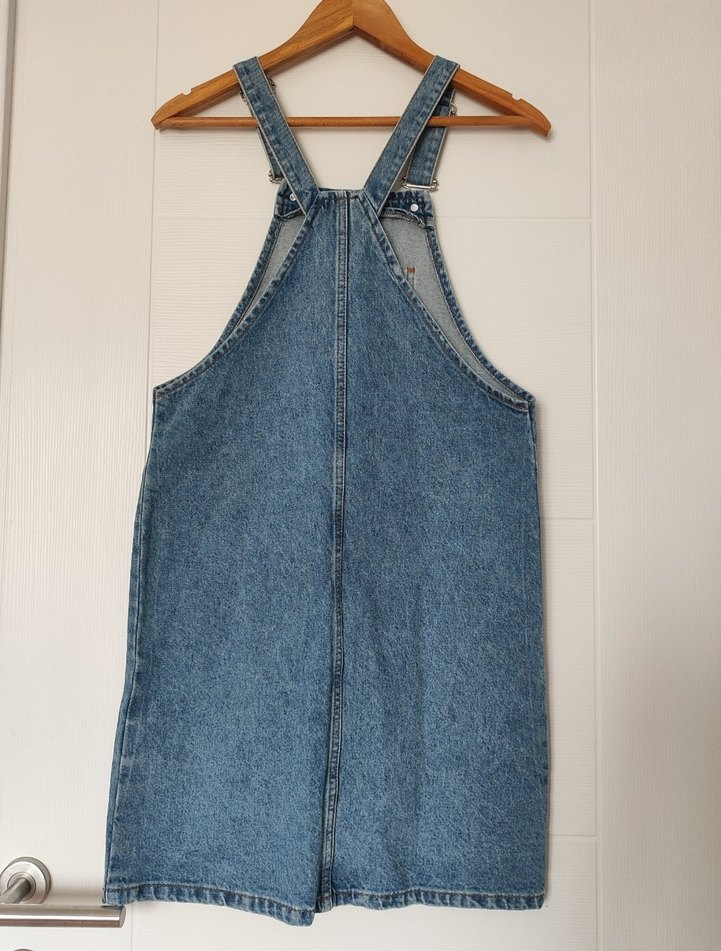 Mavi Kot Askılı elbise - Görsel 2