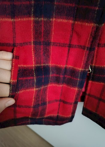 Kız Çocuk Kırmızı Kareli Düğmeli Panço - Görsel 3