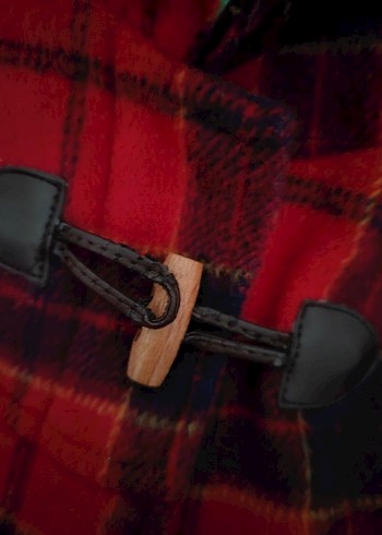 Kız Çocuk Kırmızı Kareli Düğmeli Panço - Görsel 5