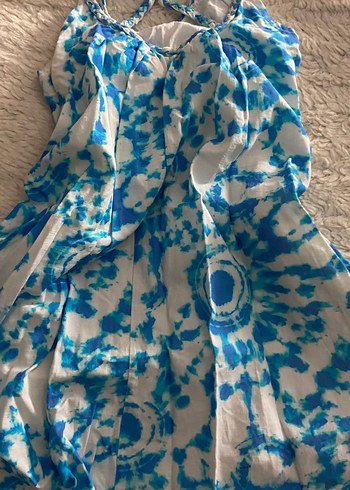 Koton Mavi Bağlama Desenli Fırfırlı Bluz/elbise/kimono