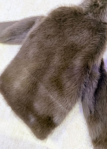 Gri Kadın Suni Kürk Detaylı Uzun Kolsuz - Görsel 4