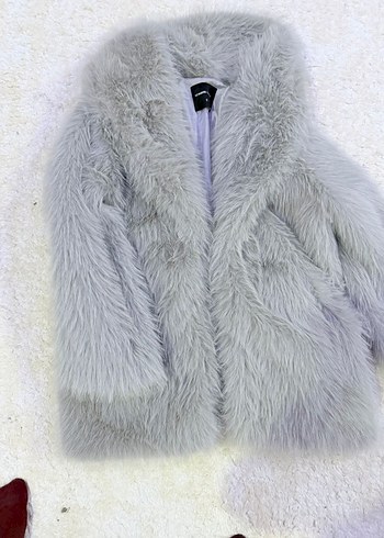Gri Kadın Suni Kürk Midi Ceket LC Waikiki Markasının S Beden - Görsel 3