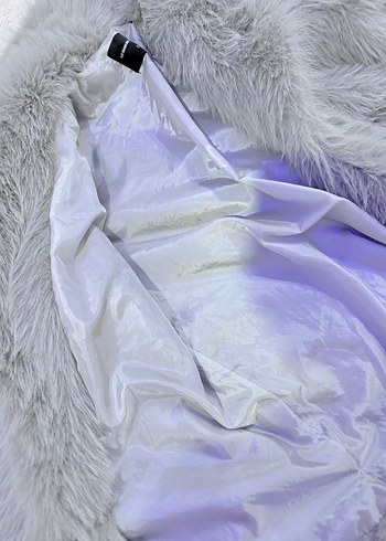 Gri Kadın Suni Kürk Midi Ceket LC Waikiki Markasının S Beden - Görsel 5