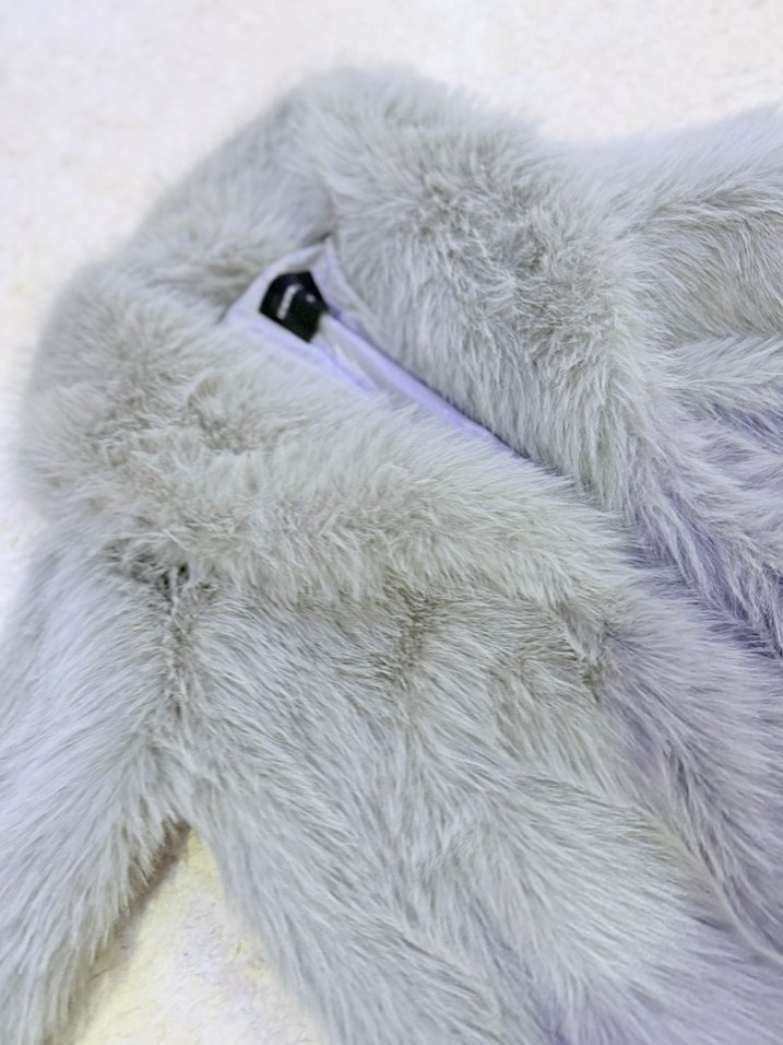 Gri Kadın Suni Kürk Midi Ceket LC Waikiki Markasının S Beden - Görsel 2