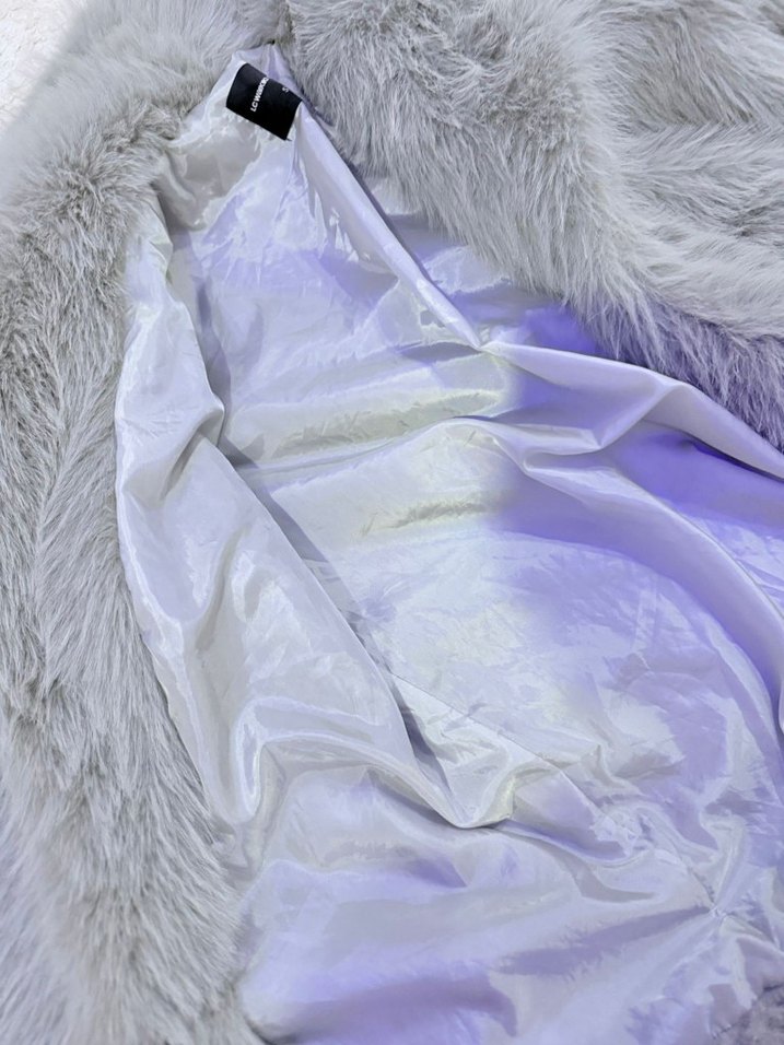 Gri Kadın Suni Kürk Midi Ceket LC Waikiki Markasının S Beden - Görsel 5