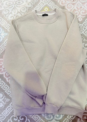 Bej Erkek Kadın  Bisiklet Yaka Rahat Sweatshirt Tudors Marka S - Görsel 3