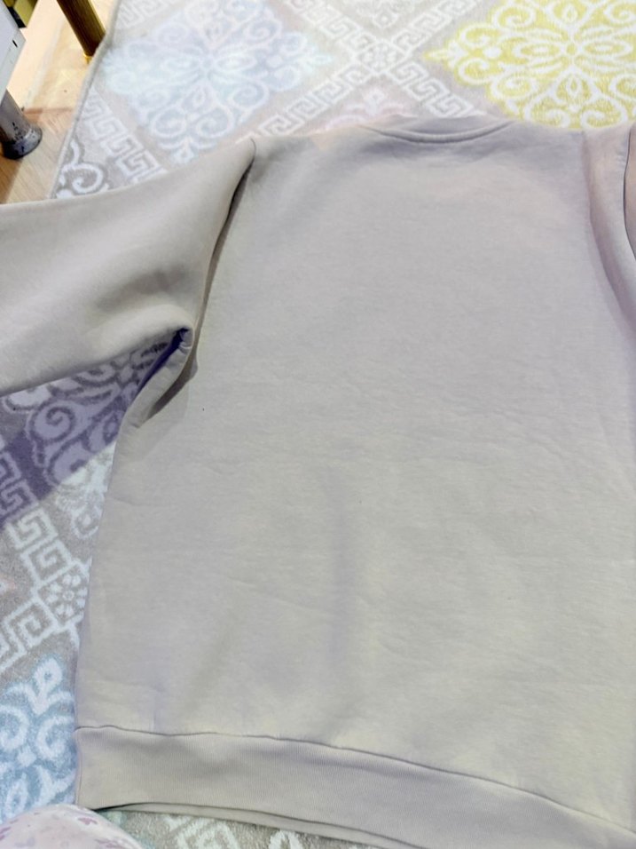 Bej Erkek Kadın  Bisiklet Yaka Rahat Sweatshirt Tudors Marka S - Görsel 5