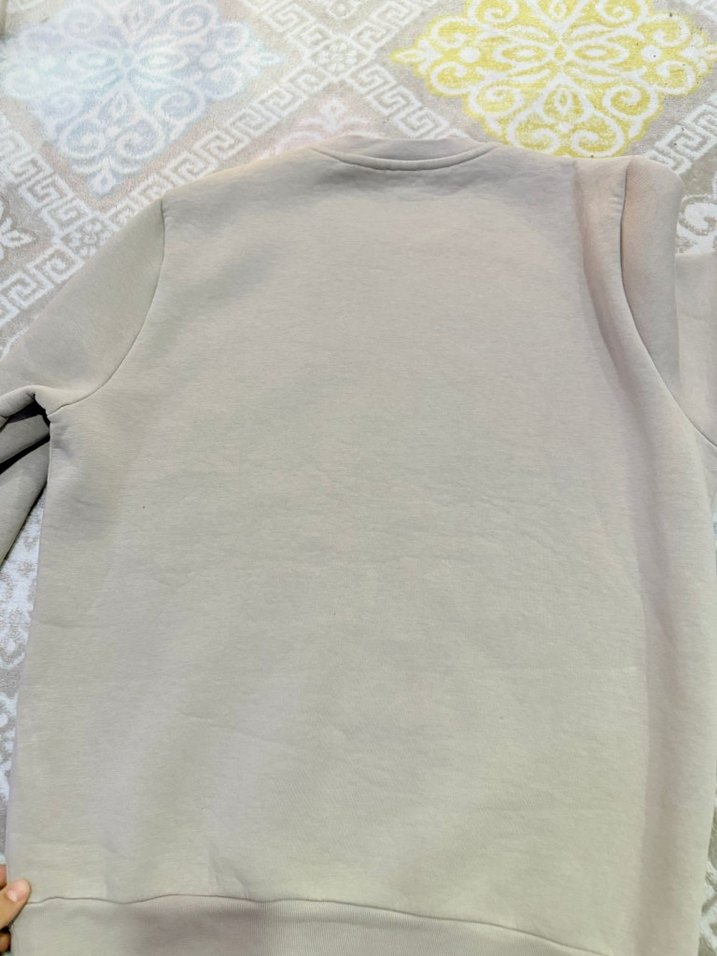 Bej Erkek Kadın  Bisiklet Yaka Rahat Sweatshirt Tudors Marka S - Görsel 4