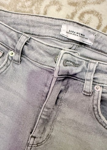 Gri Düğmeli Kadın Denim Pantolon - Görsel 2