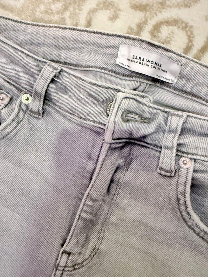 Gri Düğmeli Kadın Denim Pantolon - Görsel 2