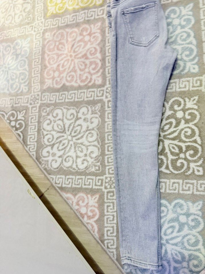 Gri Düğmeli Kadın Denim Pantolon - Görsel 4