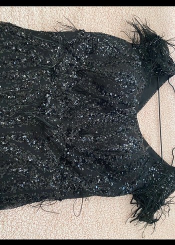 Siyah Payetli Uzun Abiye Elbise - Görsel 4