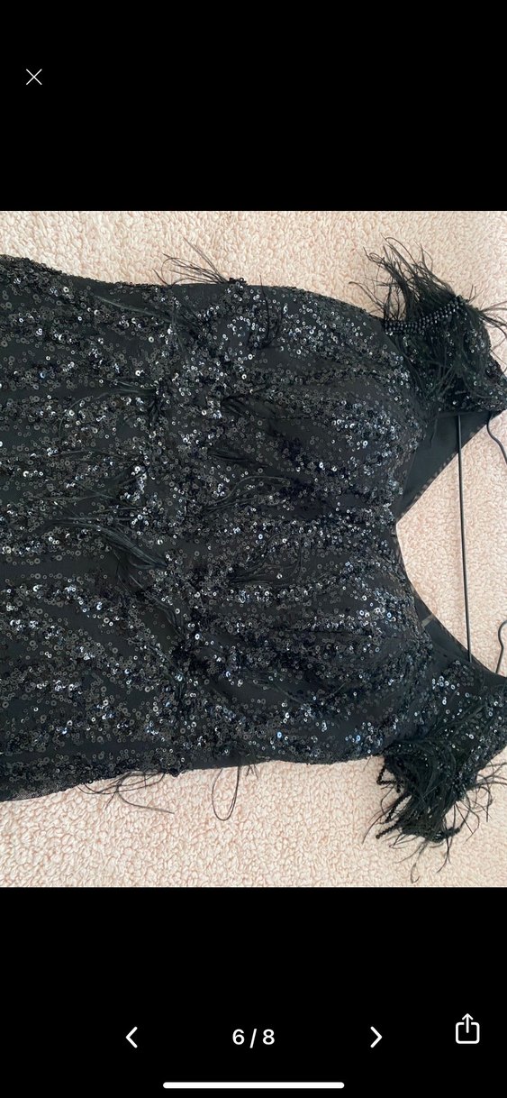 Siyah Payetli Uzun Abiye Elbise - Görsel 4