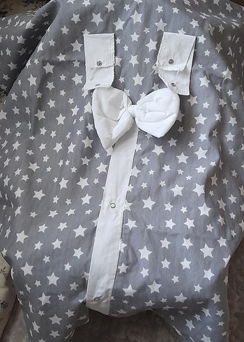 Yıldız Desenli Gri Bebek puset örtüsü - Görsel 4