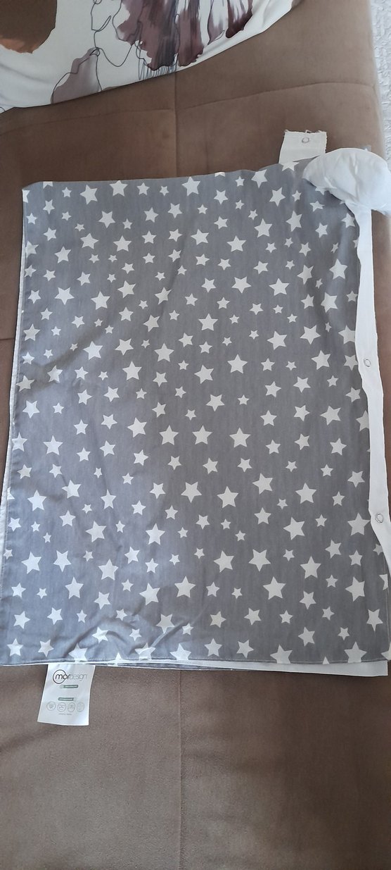 Yıldız Desenli Gri Bebek puset örtüsü - Görsel 2