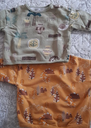 Desenli Bebek Önlüğü, Kahverengi ve Gri - Görsel 3