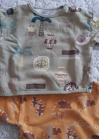 Desenli Bebek Önlüğü, Kahverengi ve Gri - Görsel 2