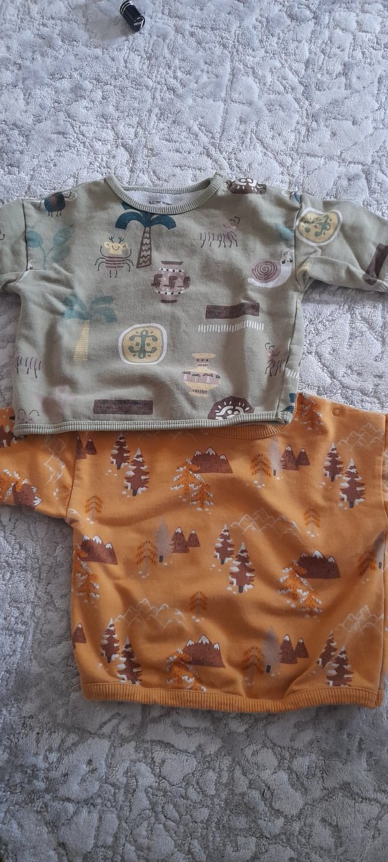 Desenli Bebek Önlüğü, Kahverengi ve Gri - Görsel 3