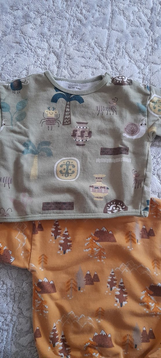 Desenli Bebek Önlüğü, Kahverengi ve Gri - Görsel 2