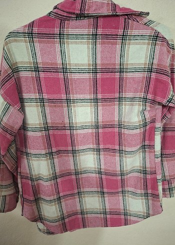 Düğmeli Pembe Ekose Uzun Kollu Gömlek - Görsel 2