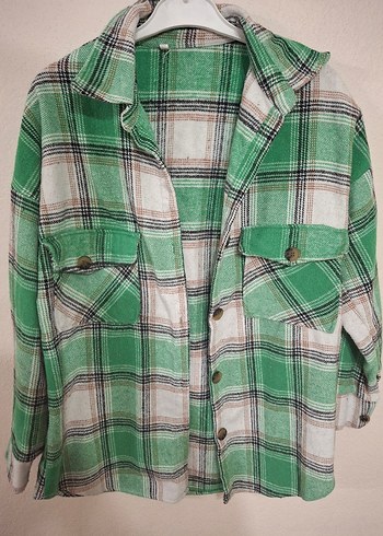 Yeşil Ekoseli Kadın Pamuklu Gömlek - Görsel 4