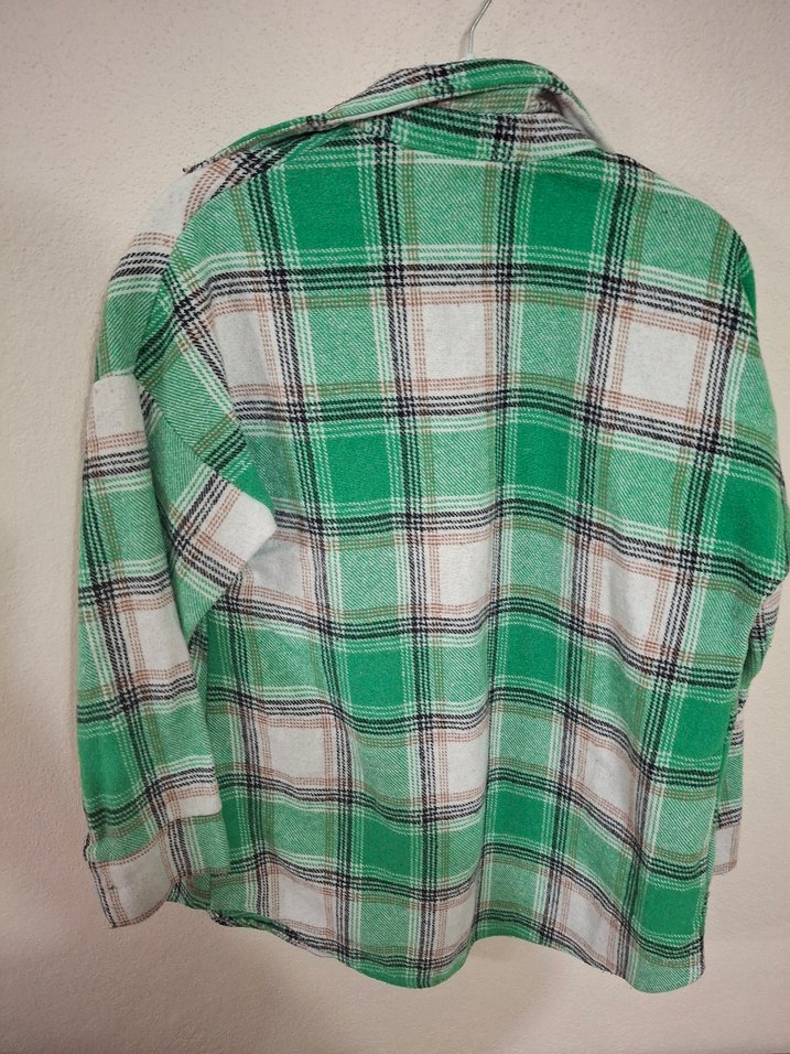 Yeşil Ekoseli Kadın Pamuklu Gömlek - Görsel 2