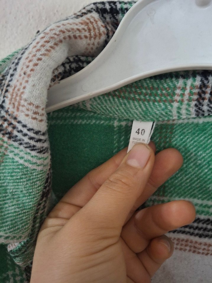 Yeşil Ekoseli Kadın Pamuklu Gömlek - Görsel 3