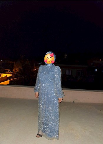 Mavi Drapeli Uzun Abiye Elbise - Görsel 2