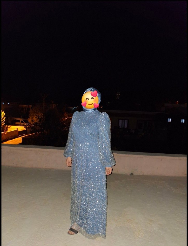 Mavi Drapeli Uzun Abiye Elbise - Görsel 2