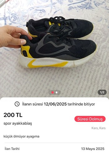 Sarı Detaylı Gri Spor Ayakkabı