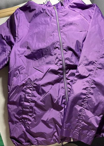 Parlak Mor Kadın Yağmurluk Fermuarlı - Görsel 2