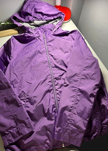 Parlak Mor Kadın Yağmurluk Fermuarlı - Görsel 3