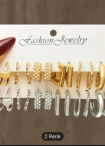  Beden Çelik küpe set Gold (12 parça)