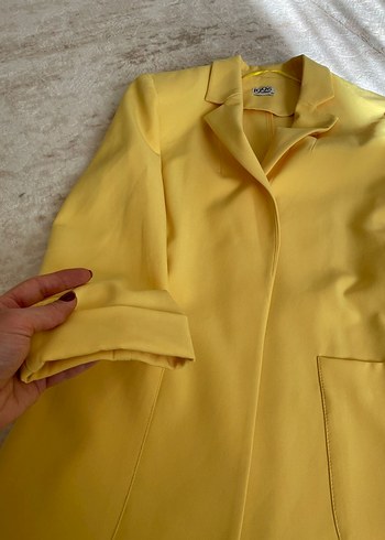 34 Beden sarı Renk Sarı Düğmeli Kadın Blazer Ceket