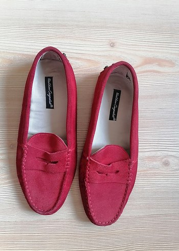 Kızlar için Kırmızı Süet Tokalı Loafer 40 numara - Görsel 7