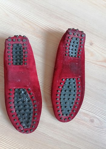 Kızlar için Kırmızı Süet Tokalı Loafer 40 numara - Görsel 5