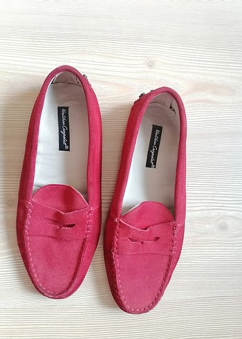 Kızlar için Kırmızı Süet Tokalı Loafer 40 numara - Görsel 6